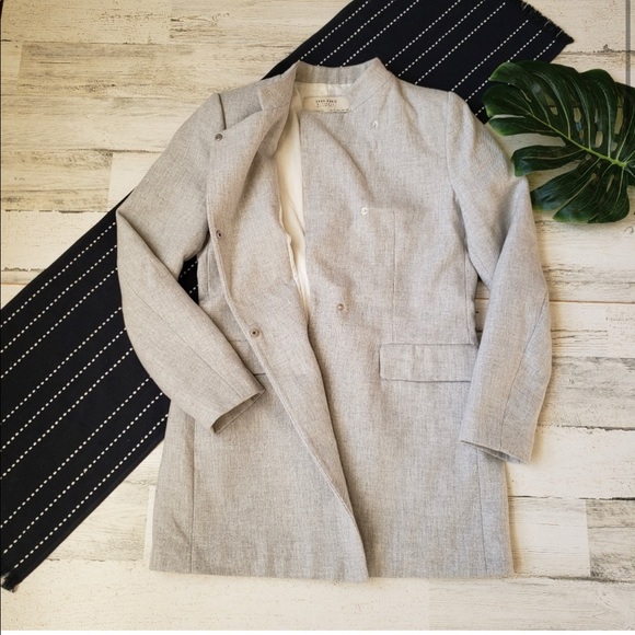 Zara Basic| Lightweight Cotton Coat Gray Size Large - Picture 4 of 4